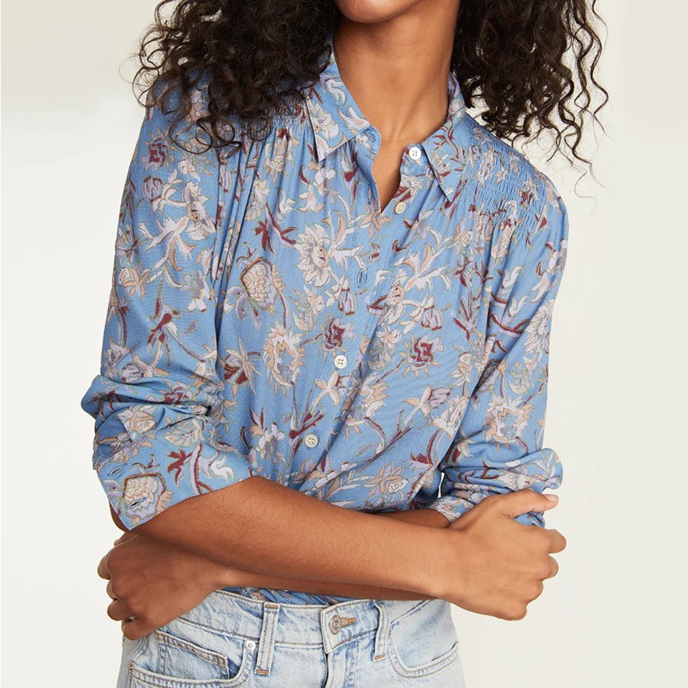 Veronica Beard Dazed Cornflower Floral Print Shirt